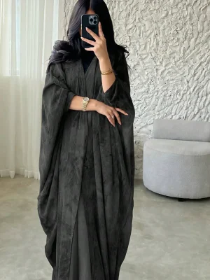 عباءة كاردجان طويلة مطبوعة للنساء أسود